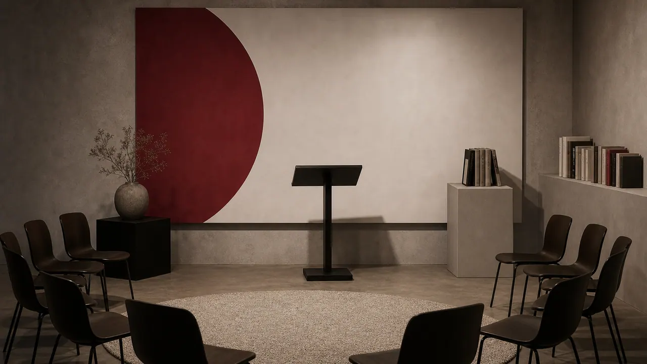 Espacio escenificado para una presentación editorial